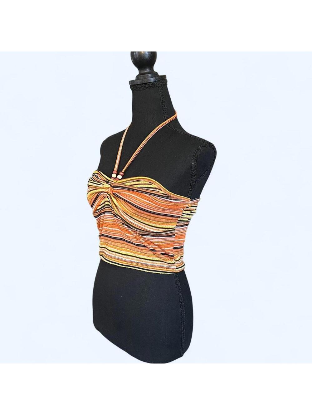 Romwe striped halter tube crop top size medium 💗 - Picture 5 of 6